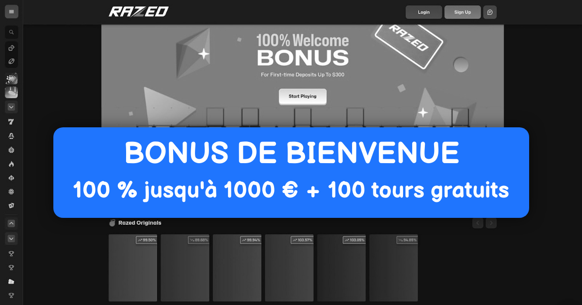 Razed Casino welcome bonus