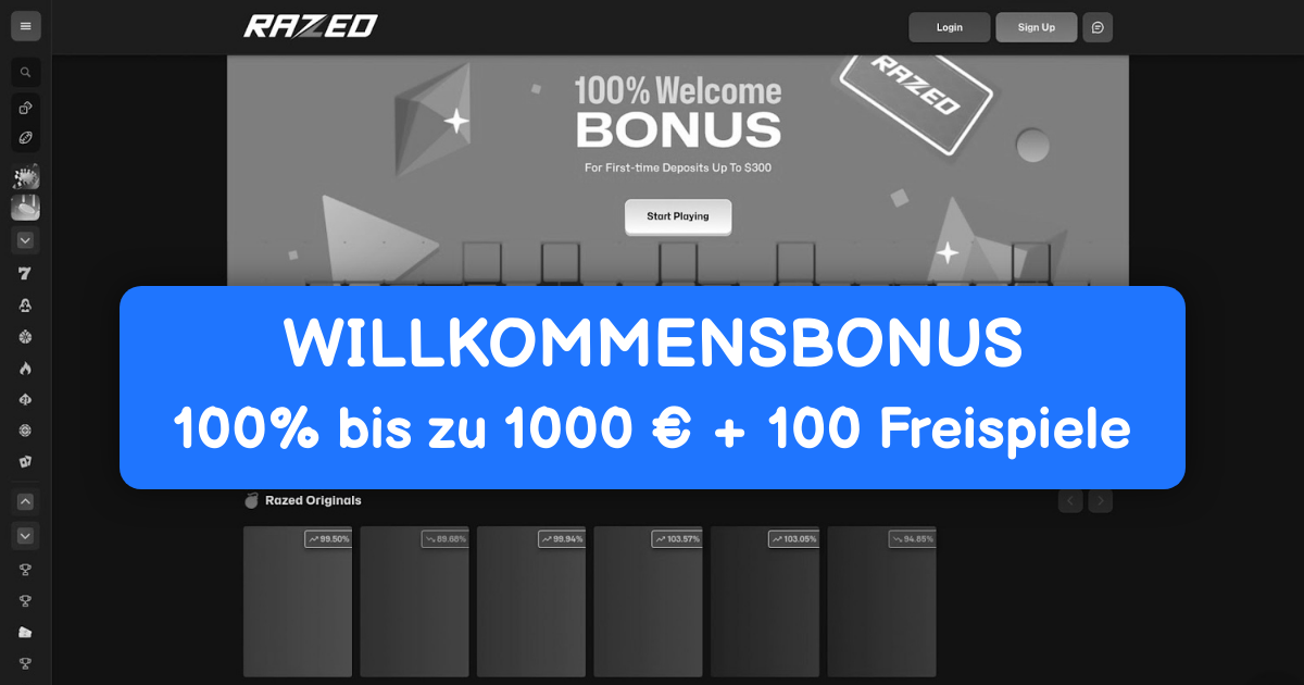 Razed Casino welcome bonus